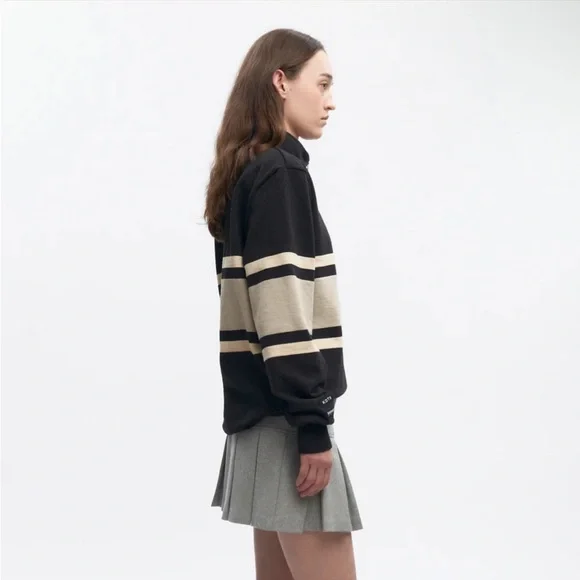 KOTN Black and Cream Zip-Up Sweater - Picture 3 of 11